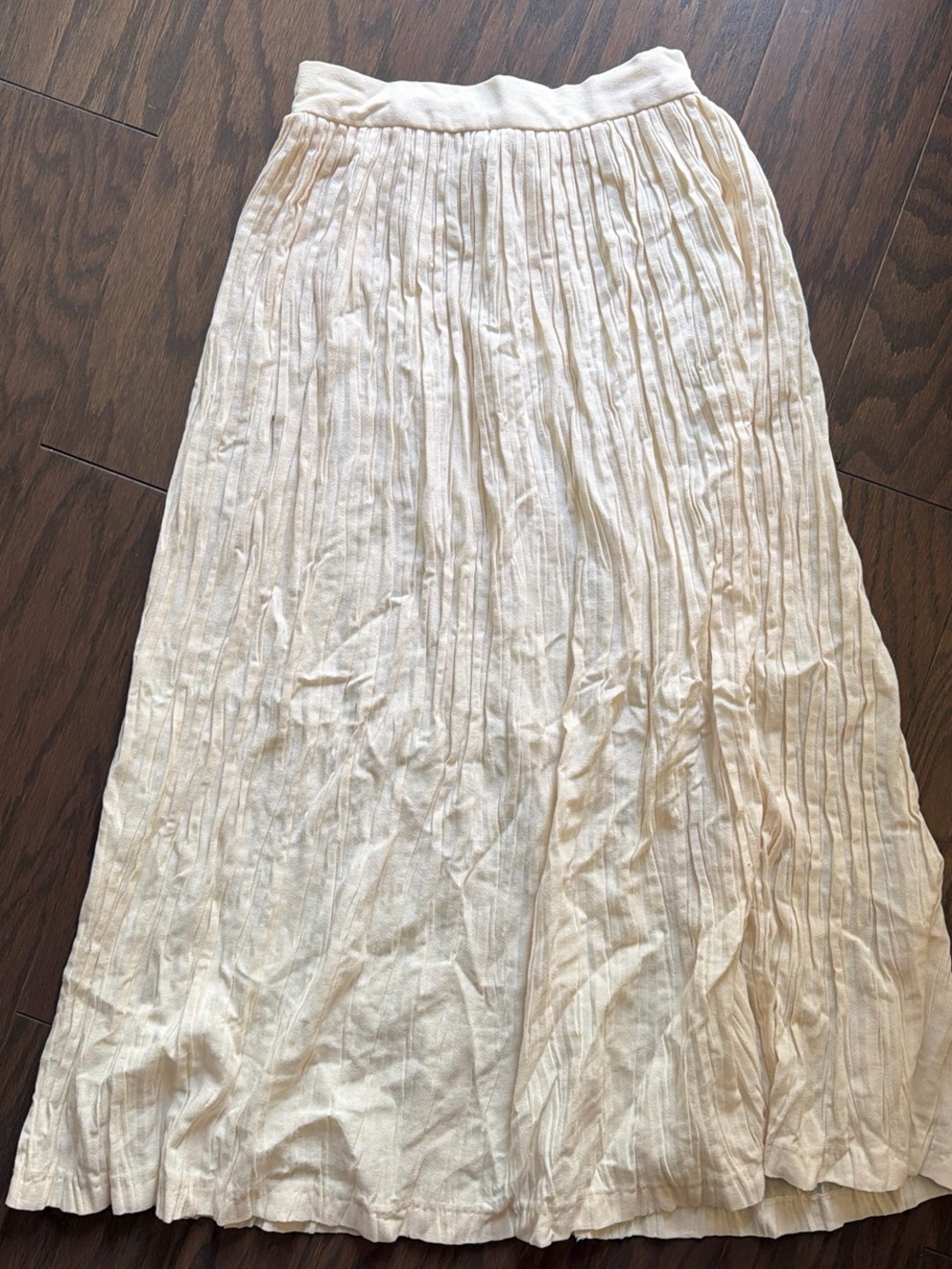 Vintage Cream Pleated Maxi Skirt